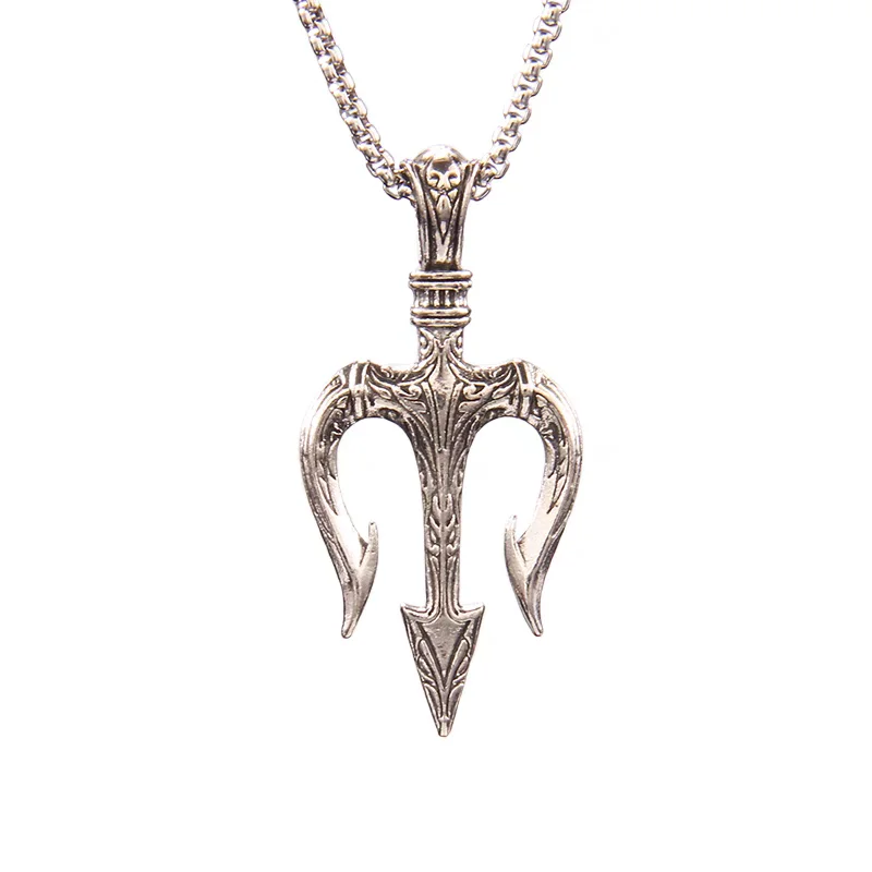 

ROCKRIDE trident pendant imported handmade silver jewelry necklace tide