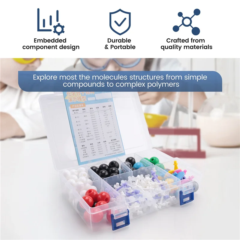 Kit de modelo molecular WOWFU-2X, conjunto de química molecular orgânica, kit de modelo de átomo para aulas, kit de construção de estruturas
