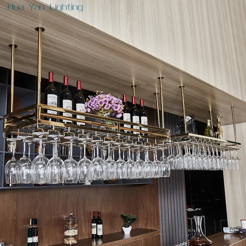 Stainless Steel Red Wine Glass Rack Upside Down Household Bar Wine Rack Hanging European Wine Rack Ornament Ceiling