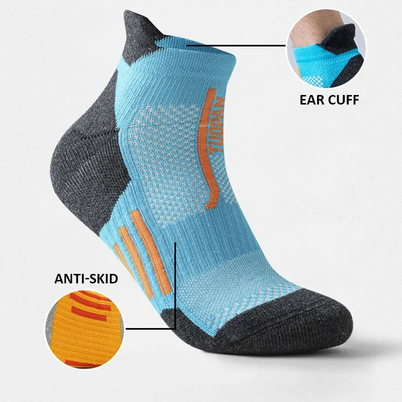 3 Pairs Men Sport Running Socks Outdoor Cycling Socks Breathable Cotton Men Basketball Socks Camping Fitness No Show Gym Socks