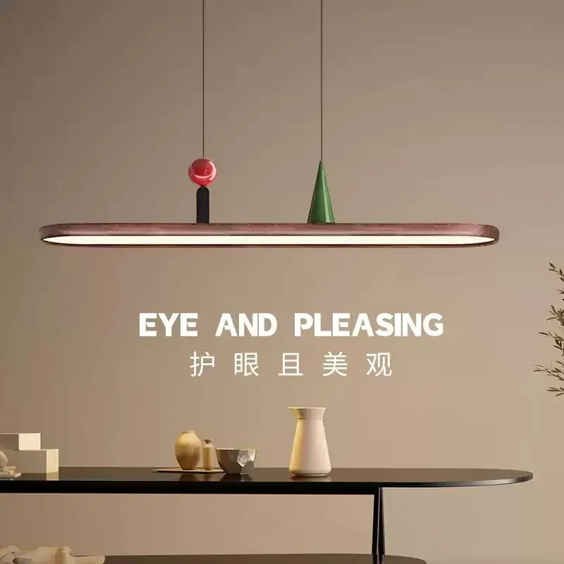 Everbright Store 2026 New Chinese Simple Oval Restaurant Chandelier Bar Light Creative Walnut Round Island Table Lamp