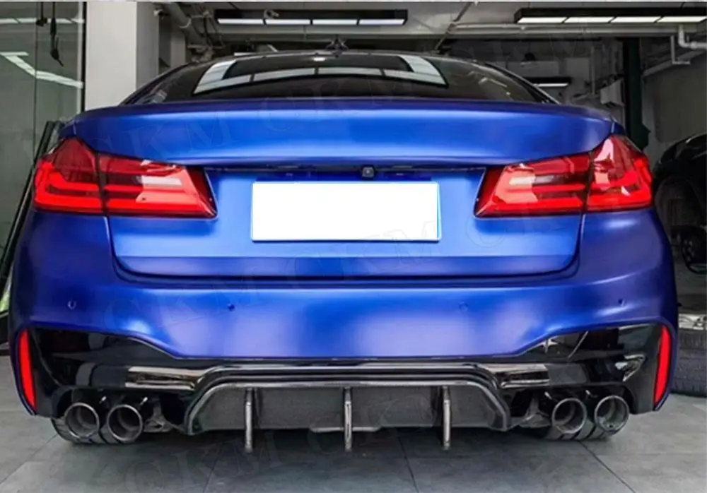 CKMUUER ألياف الكربون الجافة عودة الناشر الحرس شفة ممتصة للصدمات الخلفية الناشر تمديد يغطي لسيارات BMW 5 سلسلة F90 M5 2017 2018 2019