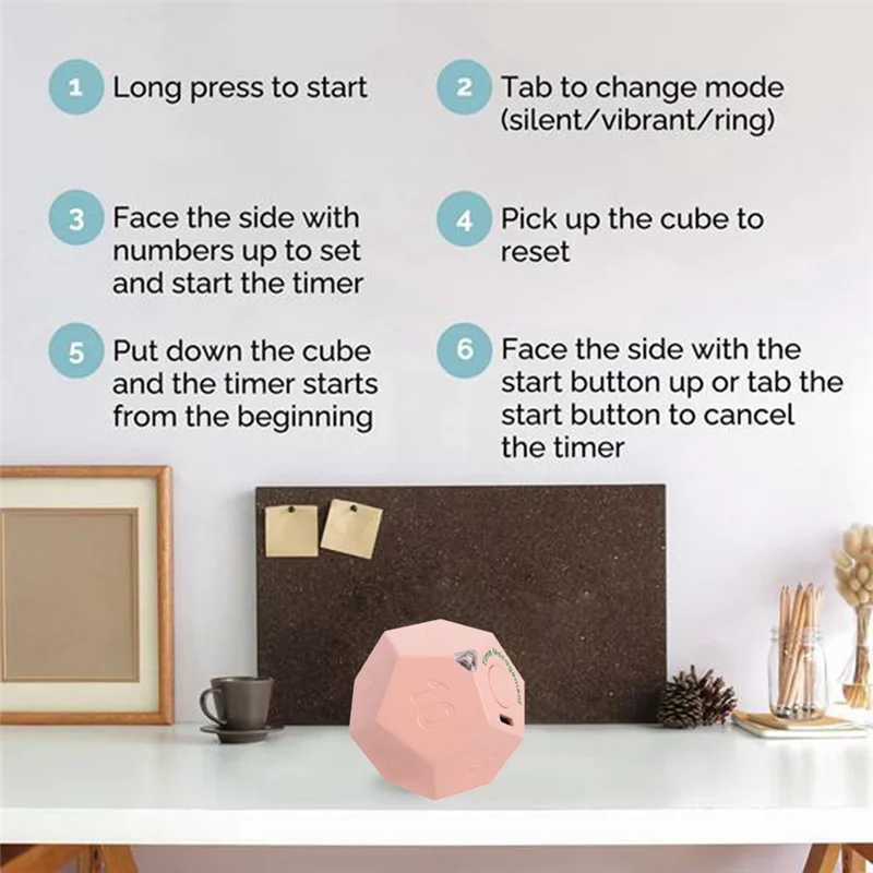 Mini timer ruota dodecagon timer ricaricabile suono vibrazione luce allarme flip timer conto alla rovescia per Timemanager
