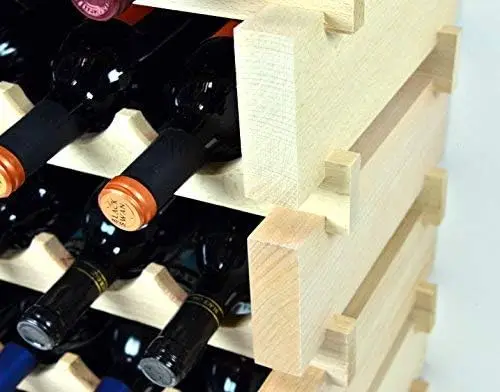 Modular Wine Rack Beechwood 48-144 Bottle Capacity 12 Bottles Across up to 12 Rows Newest Improved Model (144 Bottles - 12 Rows)