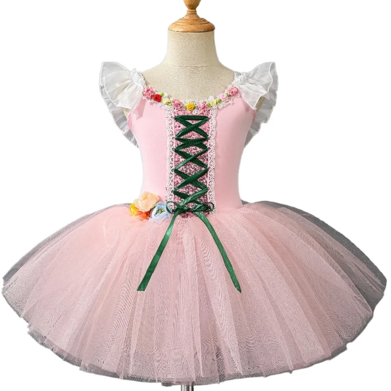 Tutù per bambini Abito lungo da prestazione Lago dei cigni Tutu con bretelle professionale Gonna da ballo Cygnet per ragazze Gonna da balletto in costume da ballo