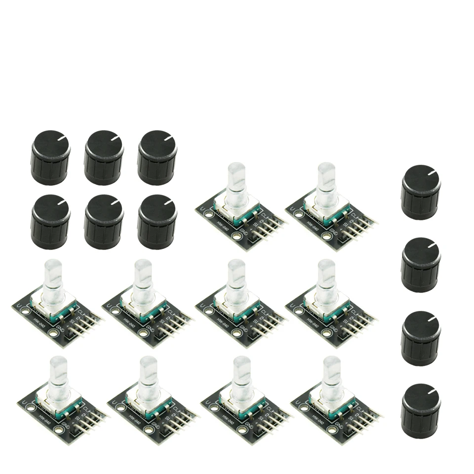 KY-040 360 ° Module codeur rotatif – Pour Arduino, Raspberry Pi et électronique de bricolage, avec broches, paquet de 1 à 10 pièces