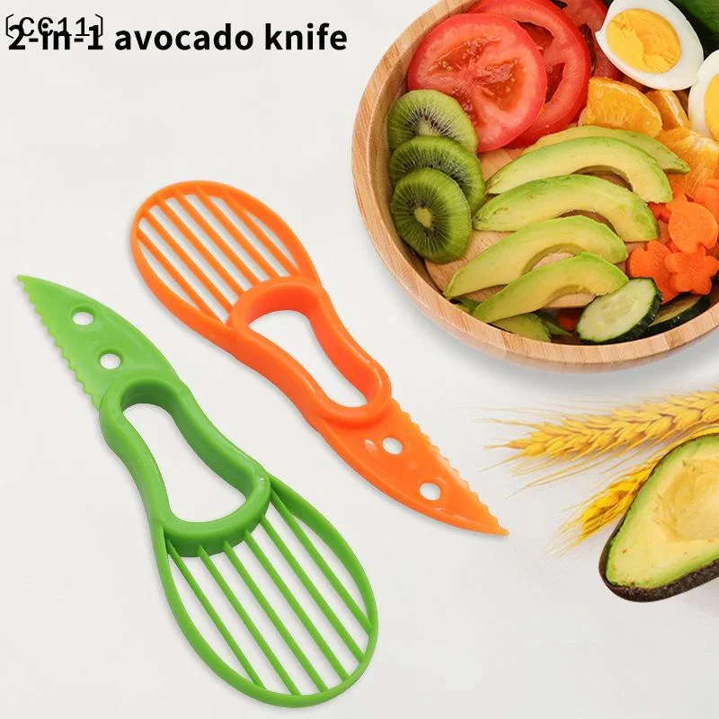 3-in-1 Avocado Slicer Shea Corer Butter Fruit Peeler Cutter Pulp Separator Plastic Knife Kitchen Vegetable Tools Access〔CC11〕