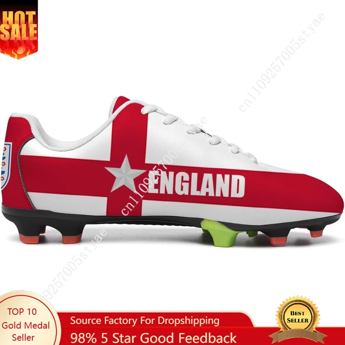 Soccer Shoes Men Womens England Flag Football Shoe PU One Star Sneakers Outdoor Lace Up Sports Shoes 2026