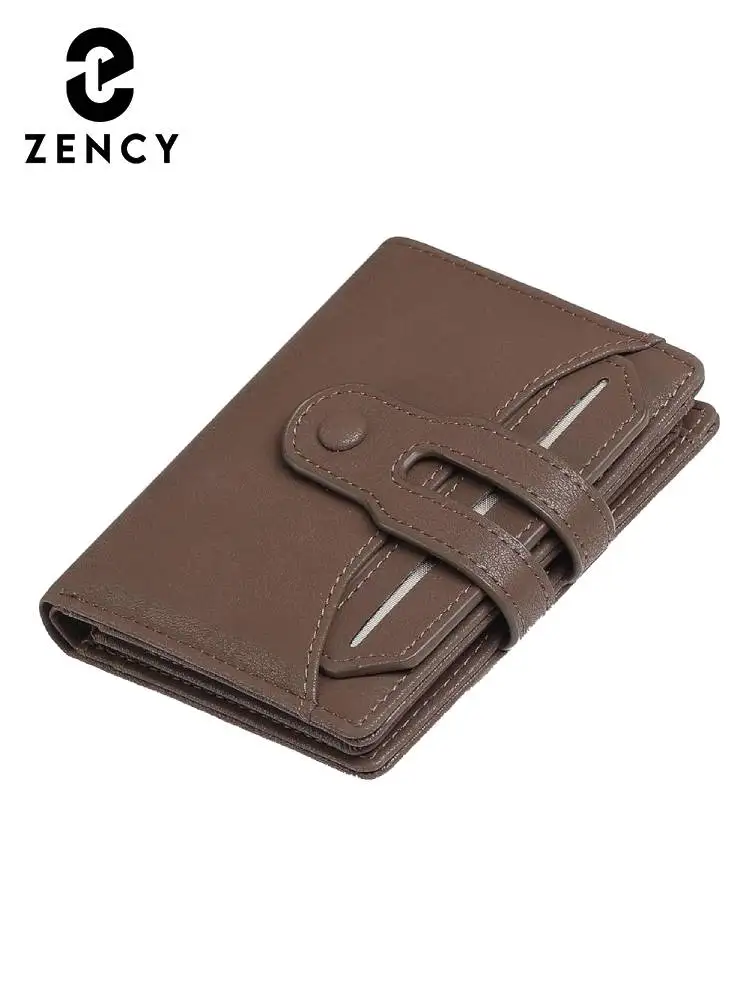 Zency Men Wallet Anti theft Genuine Leather Cowhide Clutch Multi-function Multiple Card Slots Holders Bags with Zipper Coin Bag