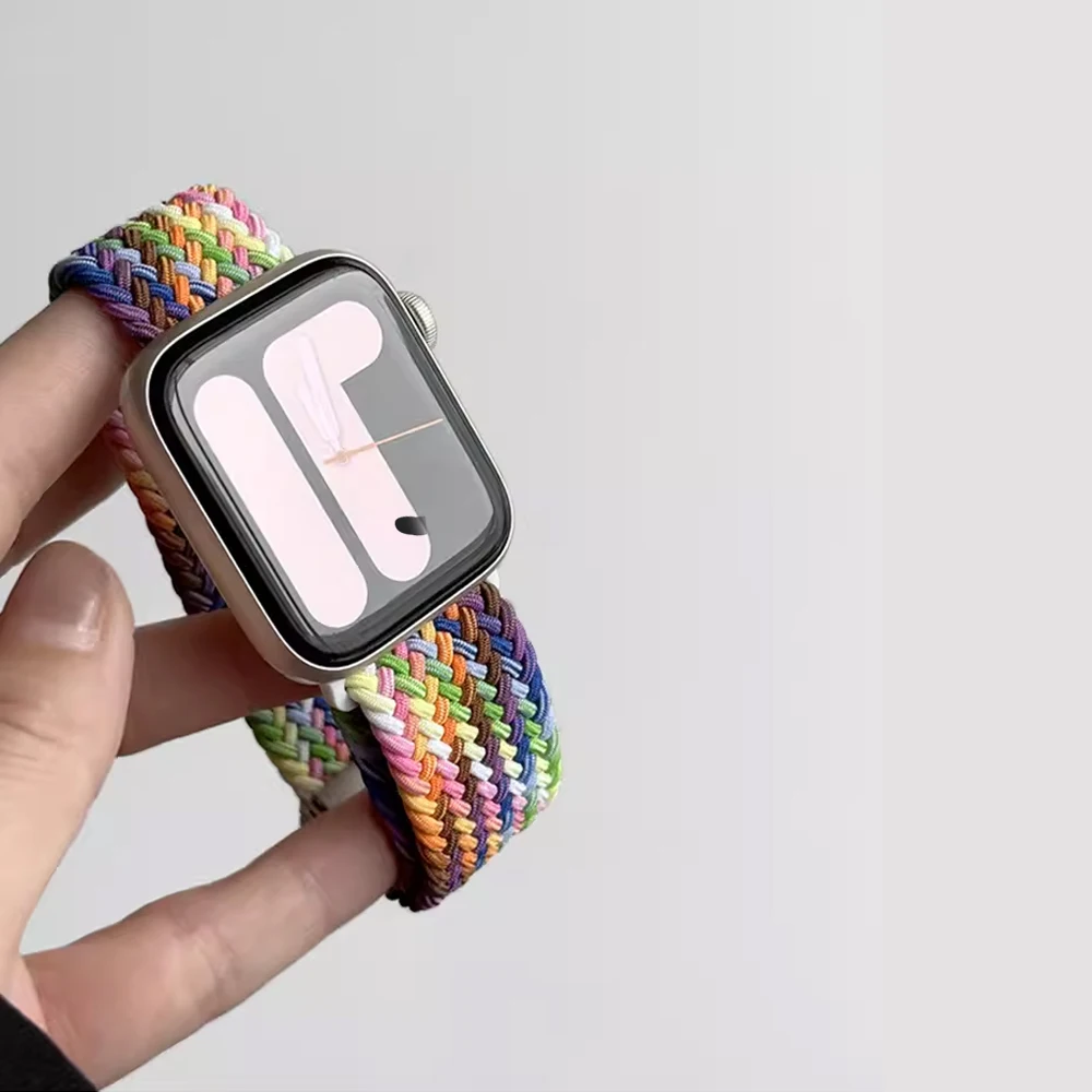 Anello solo intrecciato per cinturino Apple Watch 45mm 44mm 42mm Ultra 49mm 40mm 38 41mm braccialetto in nylon serie correa 10 9 8 7 SE 2 6 cinturino