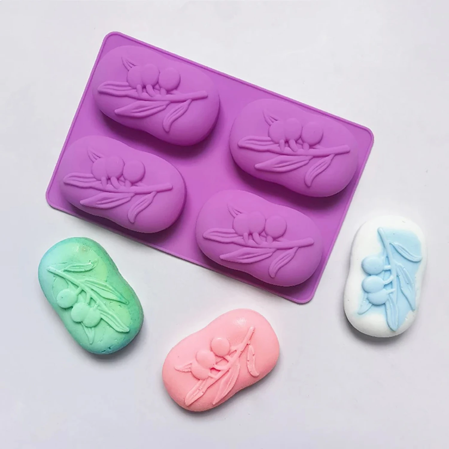 1Pc Silicone Oval Olive Tree Shape Silicone Mold  DIY Handmade Soap Molds Mousse Cake Form Soap Jelly Mould Ice Cube Maker