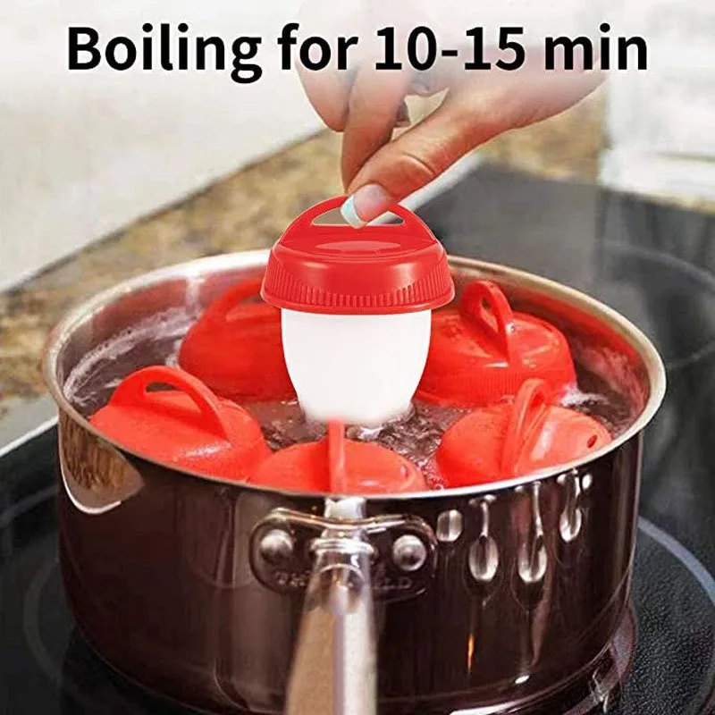 6pcs for Breakfast Kitchen Cooking Tool Silicone Egg Boiler Steamer Non-stick Silicone Egg Cook Cups Fast Egg Poacher