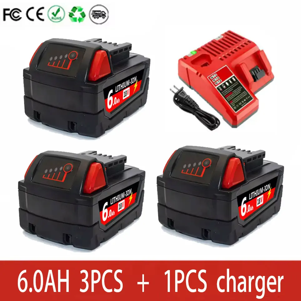 2026 Neues Modell für Milwaukee M18 18V 6.0AH M18 -1815-1850 2646-20-21CT für Milwaukee 18650 Werkzeug Wiederaufladbare Lithium-Batterie – Detail 12