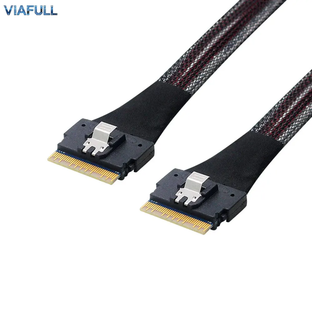 SlimSAS SFF-8654 8i 74Pin to SFF-8654 8i Cable, PCIe 4.0 24Gbps Server Internal Extension Cord, 32AWG Copper Wire Harness