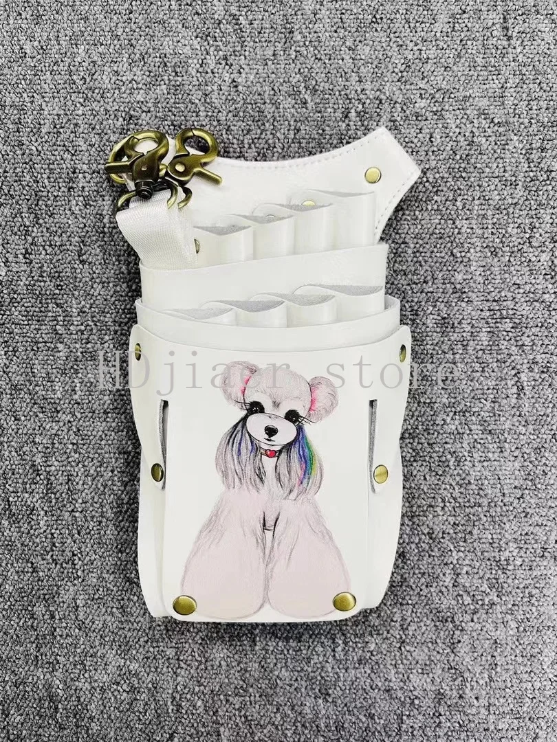 

Super good-looking cute pet original painting leather cowhide 8-person scissor bag pet groomer satchel tool kit