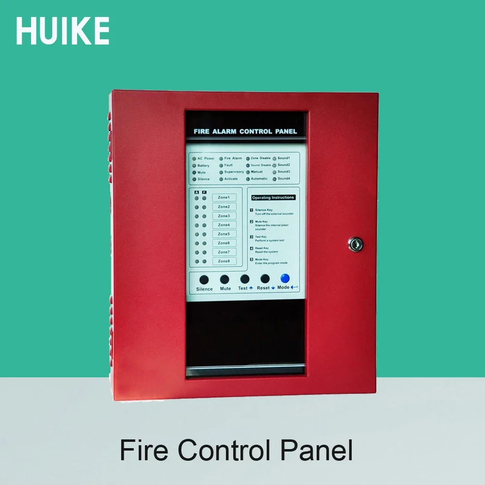 Painel de controle de incêndio, 8 zonas de fio, dispositivo, suporte para sistema de alarme convencional de fumaça, sensor de gás combustível, porta aberta, alarme