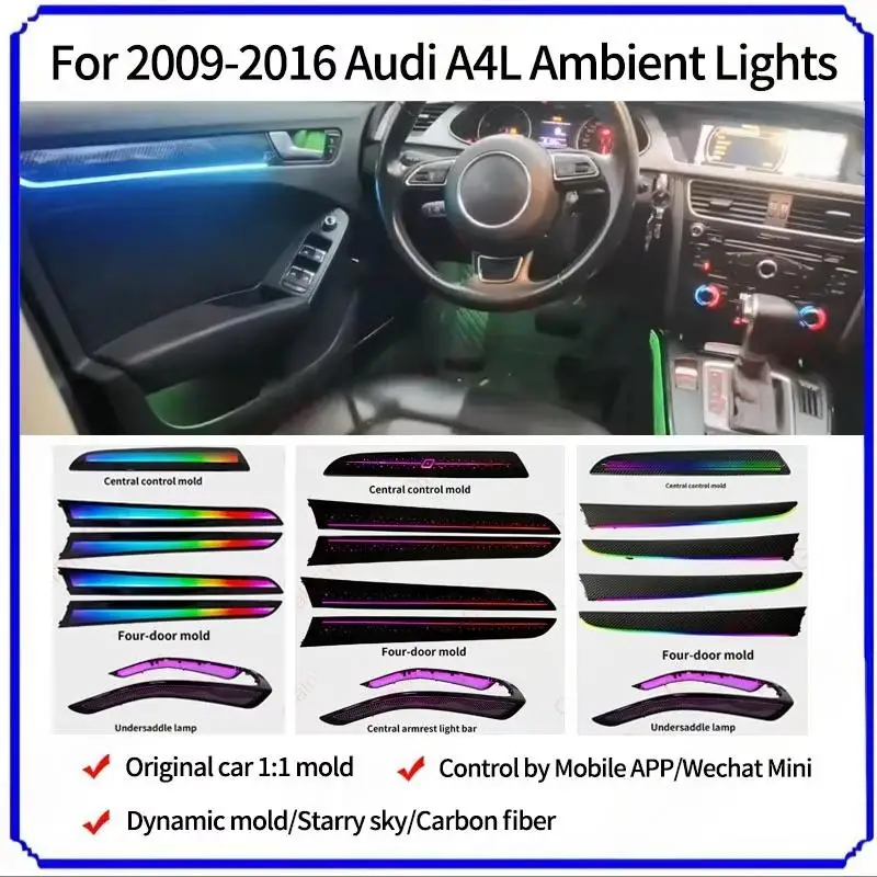 

Symphony Led Car Interior Ambient Lighting Decoration For Audi A4 2009-2016 Atmosphere Strip Accessories Dashboard Light Panel