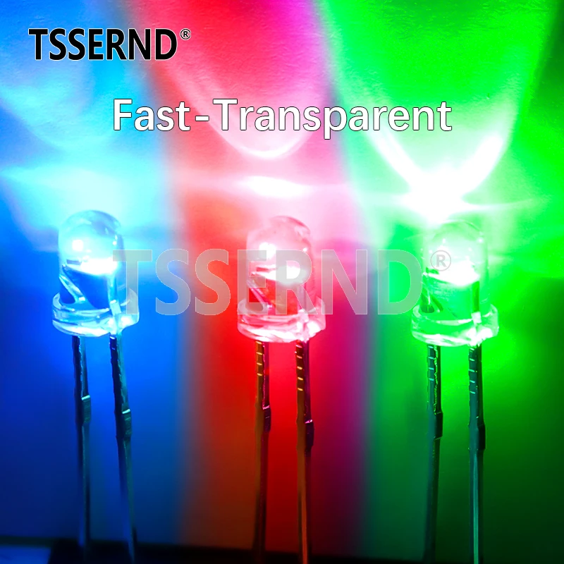 50pcs F3 3mm Fast / Slow RGB Flash Red Green Blue Rainbow Multi Color Flashing Light Emitting Diode Round LED Full Color DIY