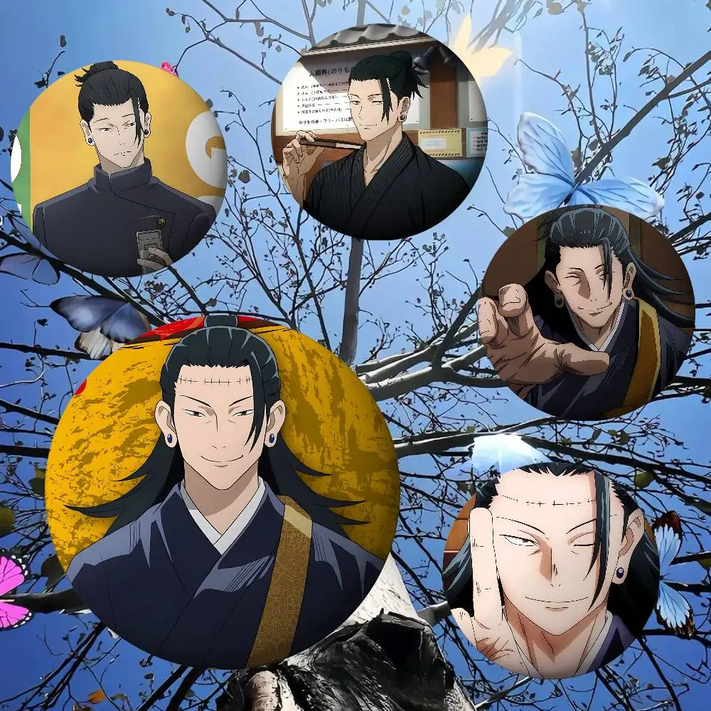 Anime Suguru Geto Premium Tinplate Round Lapel Pins: Cute Badge Brooches For Shoulder Bag Accessories, Souvenir Gifts