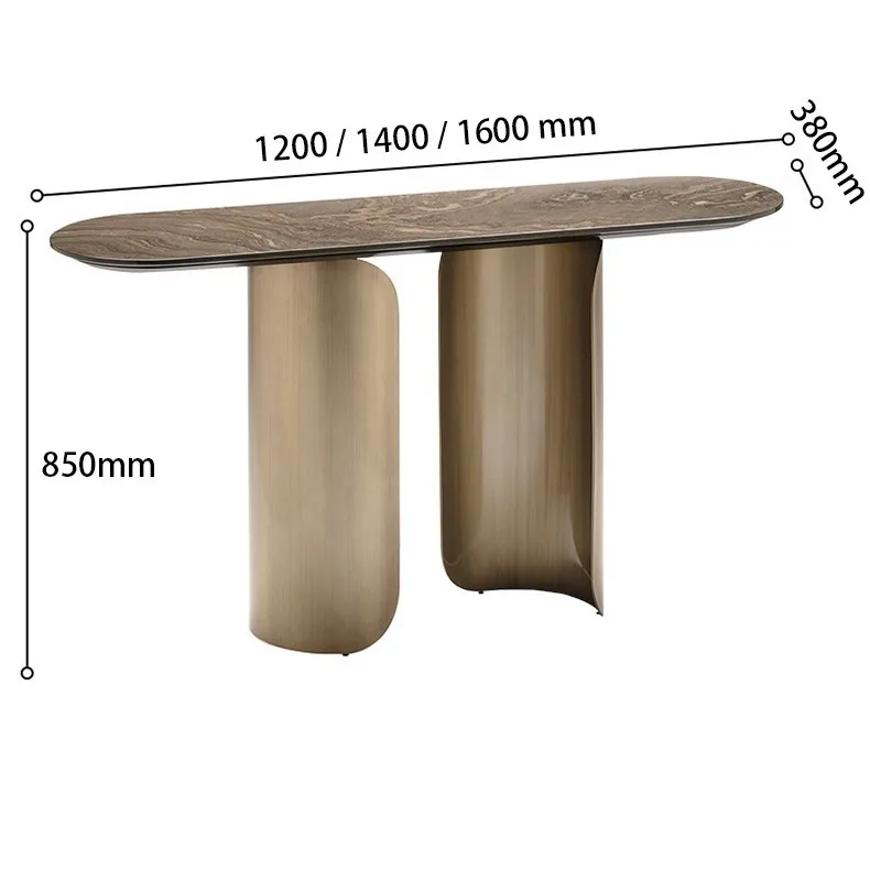 Italian light luxury entrance table, stainless steel marble entrance table against the wall, modern simple entry new