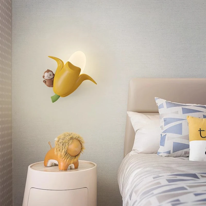 Creative Children's Room Banana Wall Lamps Corn Strawberry Lamp Cartoon Baby Room Nursery Boy Girl Bedroom Bedside Wall Lights