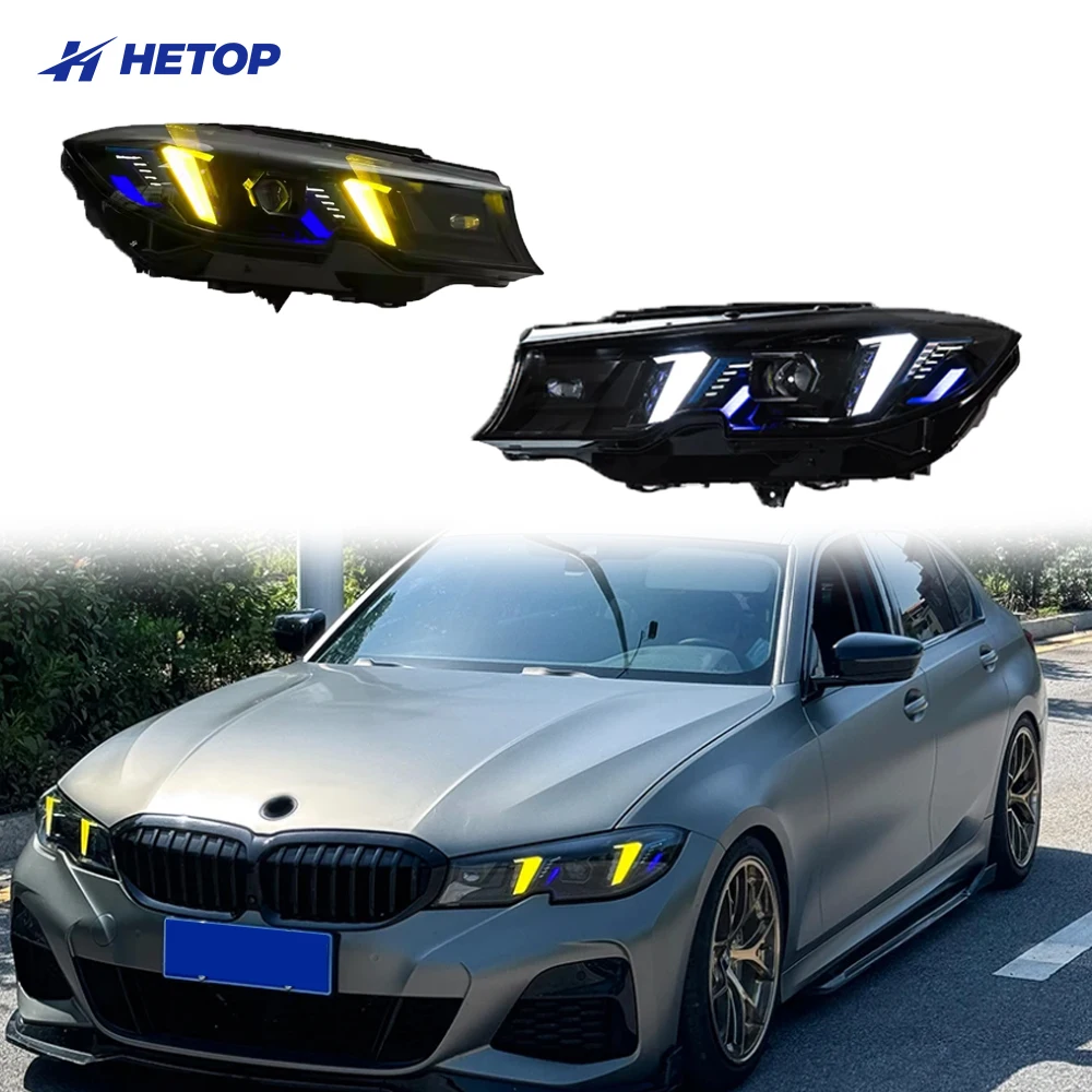 HETOP US G20 Headlights 2019-2022 3 Series Dual Color Upgrade Modified LED DRL Snake Eye Style Head Lamp Plug and Play for BMW