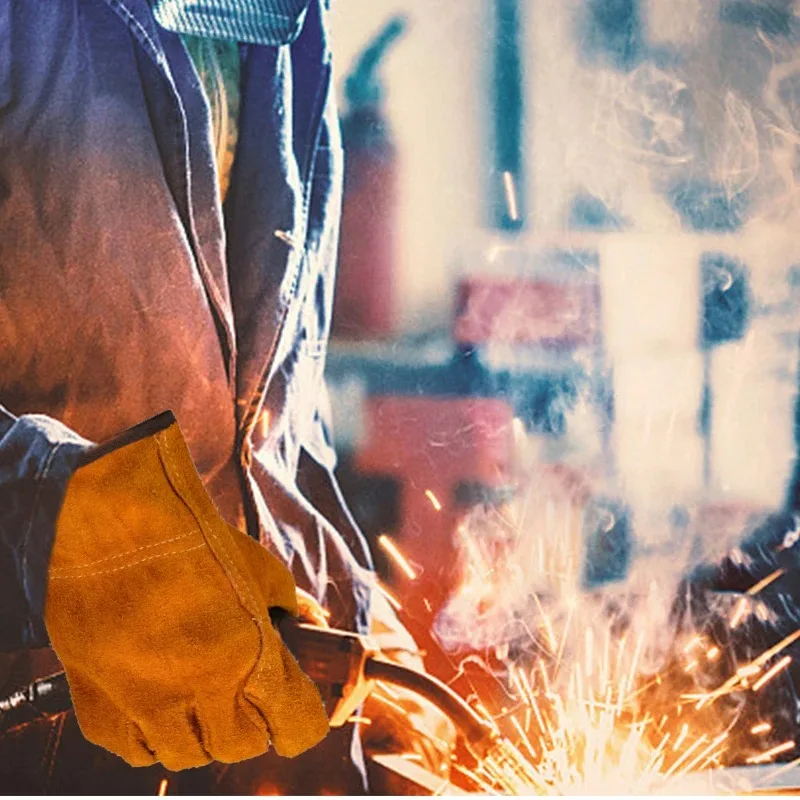 1 زوج قفازات جلدية مثبطة للهب ، قفازات لحام العزل الحراري مكافحة قطع حماية الأمن قفاز ميكانيكي السلامة 2025 #5