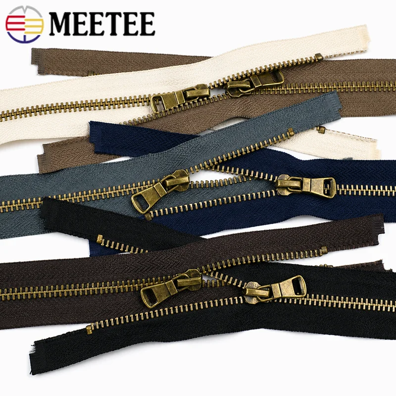 

2/5Pcs Meetee 5# Metal Zippers for Sewing Backpack 40/50/60/70/80cm Open-End Zips Clothes Closures Zipper Repair Kit Accessories