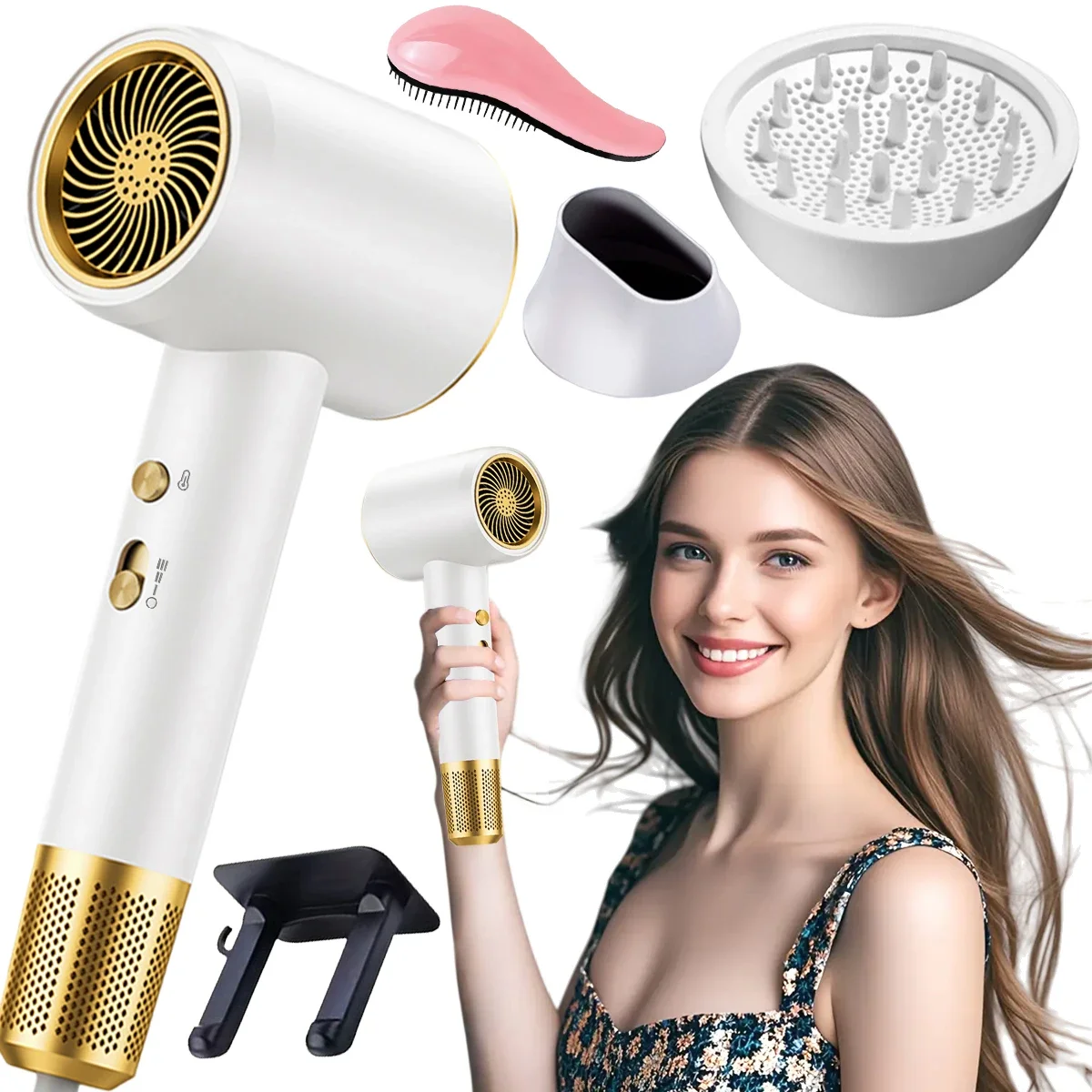 Electric High Speed Hair Dryer 120000RPM Brushless Negative Ions Blow Dryer 1400W Super Powerful Wind Lownoise Salon HairDryer