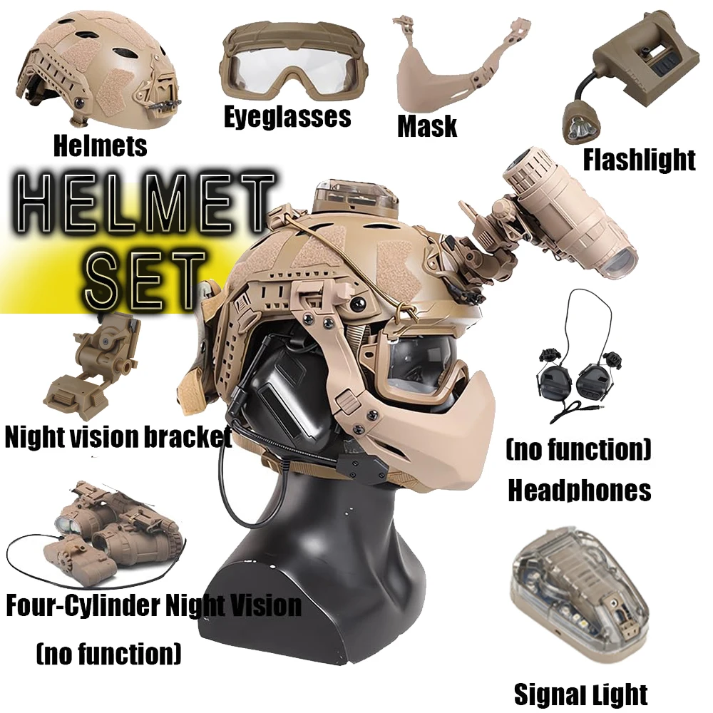 

Tactical Airsoft Helmet Set FAST Protective Equipment With Binoculars Mode Headset Mask Goggles For Hunting Military CS Games