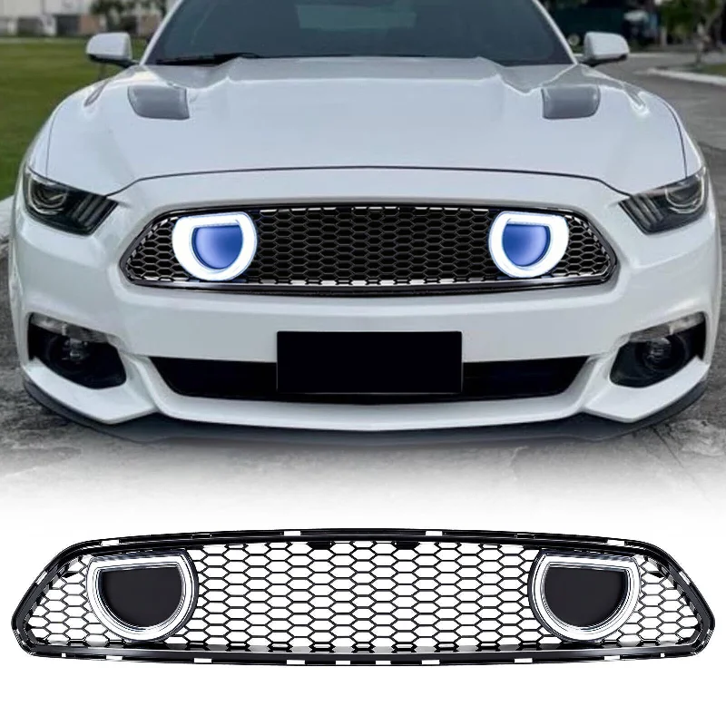 Front Honeycomb For 2015-2017 Ford Mustang Front Bumper Racing Grills Mach1 Style Grids Car