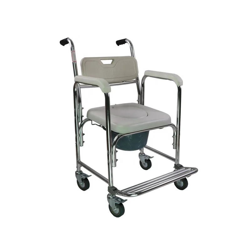 Chinese Manufacturer  Aluminum Folding  Commode Toilet Chair For Elderly With wheels and footstep SC7005B