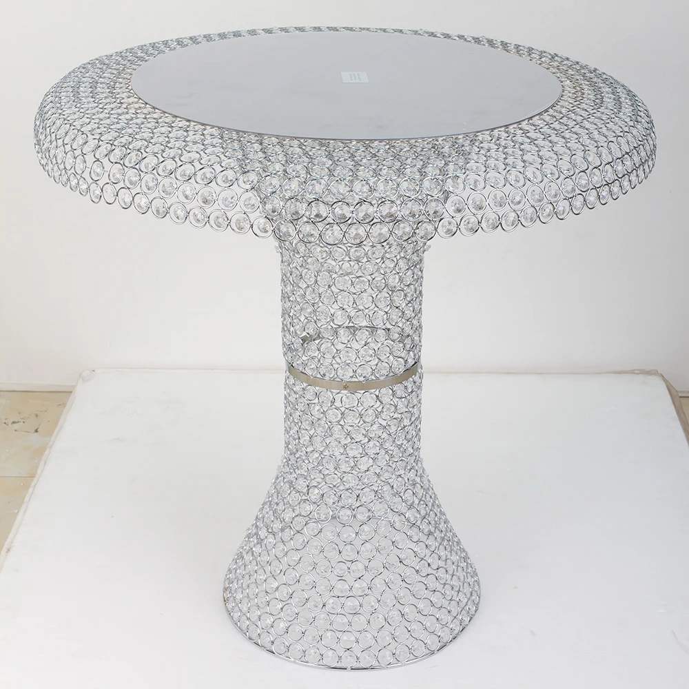 Exquisite Round Silver Crystal Cake Table From Wedding Furniture Factory Suppliers