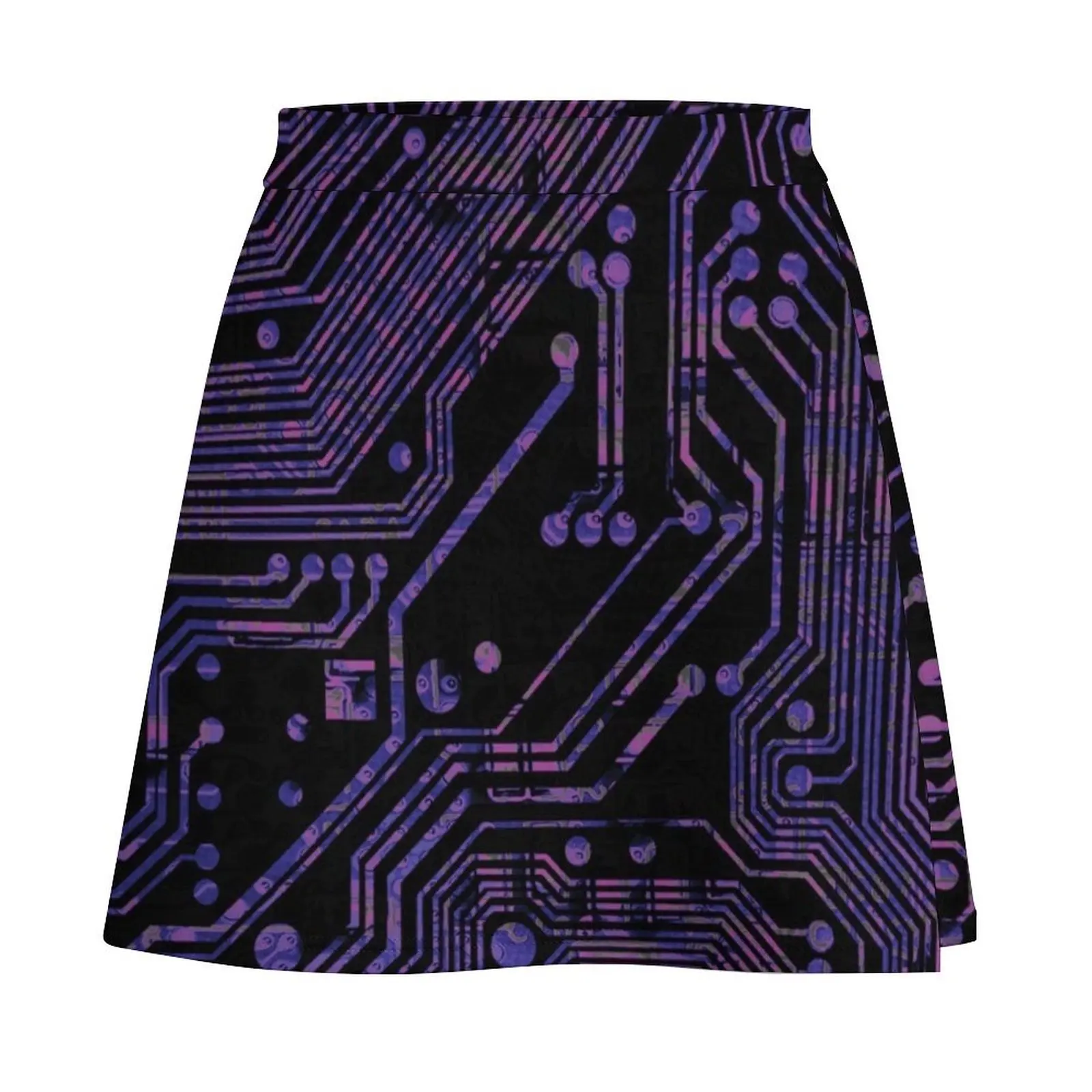 Purple Printed Circuit Print Mini Skirt Kawaii women's clothing summer 2026 novelties Mini Skirt