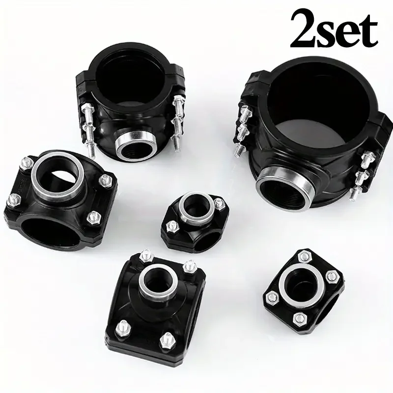 2pcs PE Water Pipe Connector Agricultural Fertilization Irrigation Tube Repair Tee Connectors Add Female Thread Interface Joint