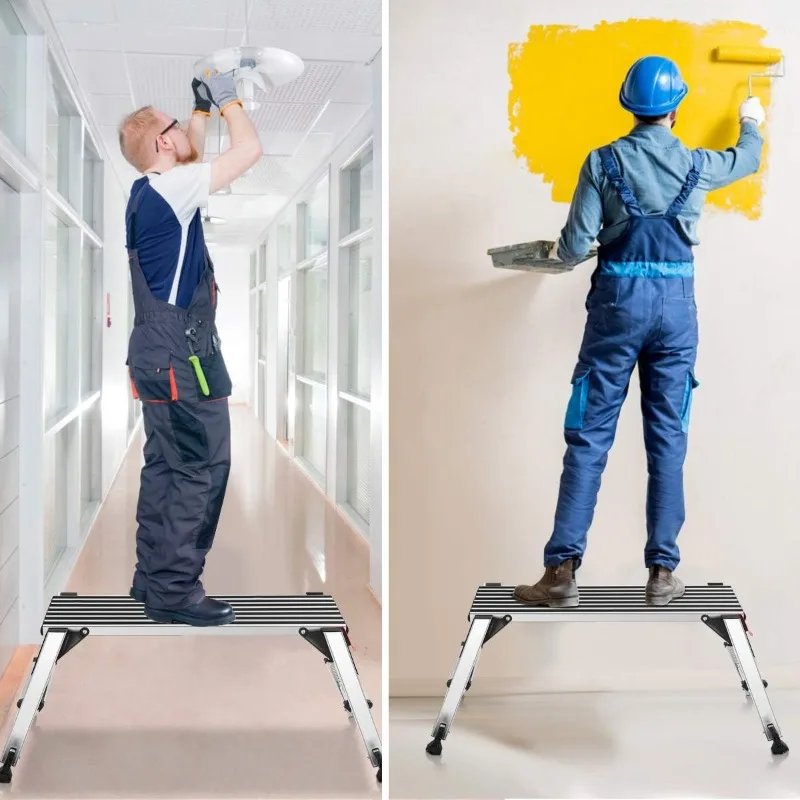 Happygrill Aluminum Folding Platform Step, Portable Work Bench Drywall Stool Ladder 330lbs