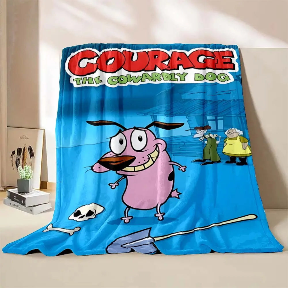 6 Sizes C-Courage The Cowardly Dog Printed Blanket Warm Soft and Comfortable Home Travel Blanket Sofa Bedding Cover Blanket Gift