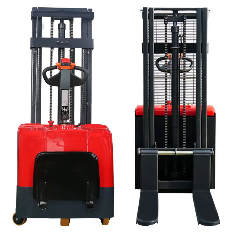Customized 1/2ton Stand-on Fully Electric Fork Lifter 1000/2000kg Forklift Pallet Truck Electric High Lifter Electric Stacker