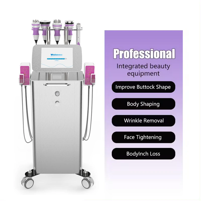 

Professional Vacuum Cavitation Lipolysis Fat Remove Weight Loss 6 in 1 Body Sculpt Machine Skin Smooth Face Lift with Lipo Pads