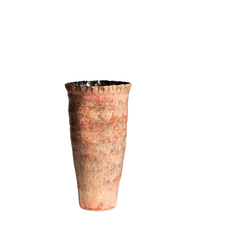 

New Chinese-style retro high-value floor-to-ceiling flower device, handmade coarse pottery arrangement