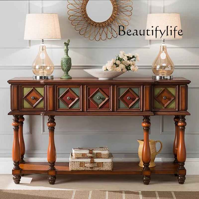 

mM Vintage Luxury Console Tables Mid Century American Retro Premium Console Tables Beauty Metal Handle Bureau Furniture Living R