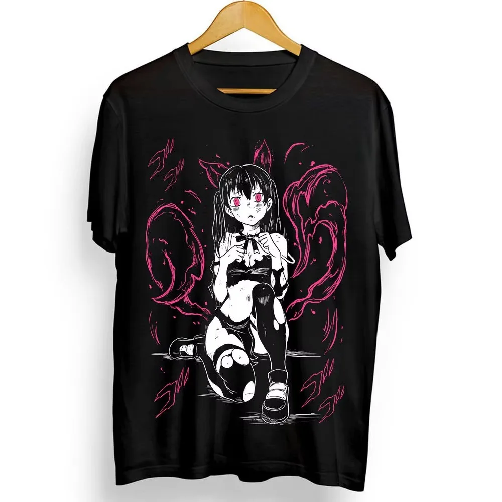 Fire Force Tamaki Kotatsu Anime Graphic T‑shirt Unisex Washed Cotton Harajuku Oversized Short Sleeve Casual Streetwear Tops
