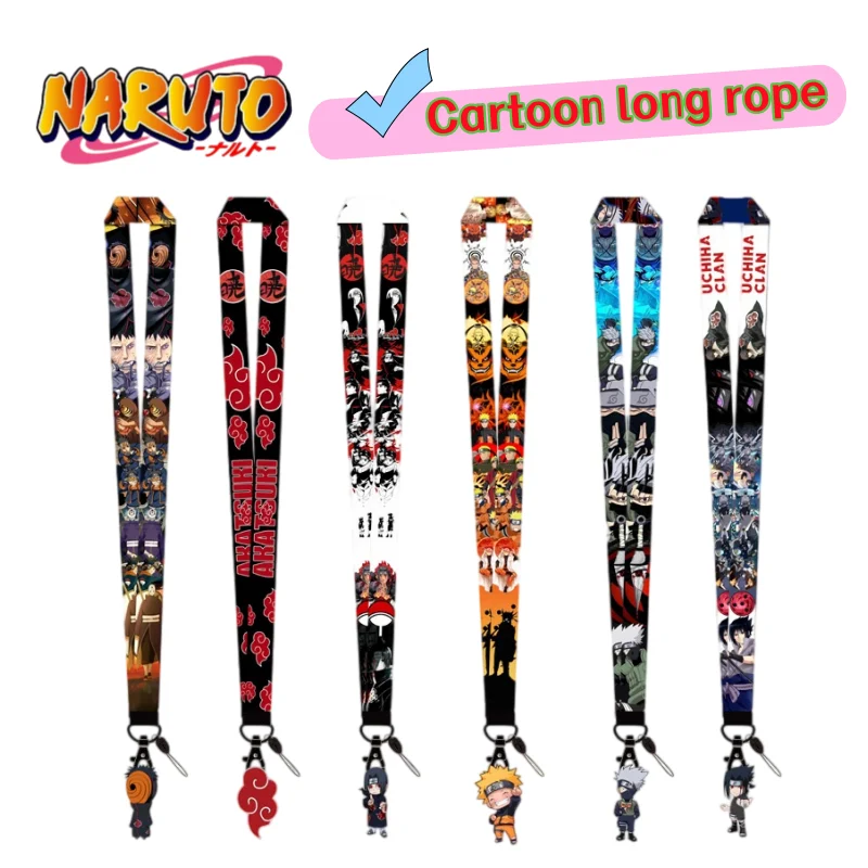 Nuevo cordón para teléfono móvil con diseño de NARUTO, Uzumaki Naruto y Uchiha Sasuke, cinta decorativa de alta calidad, llavero creativo, cuerda larga antipérdida.