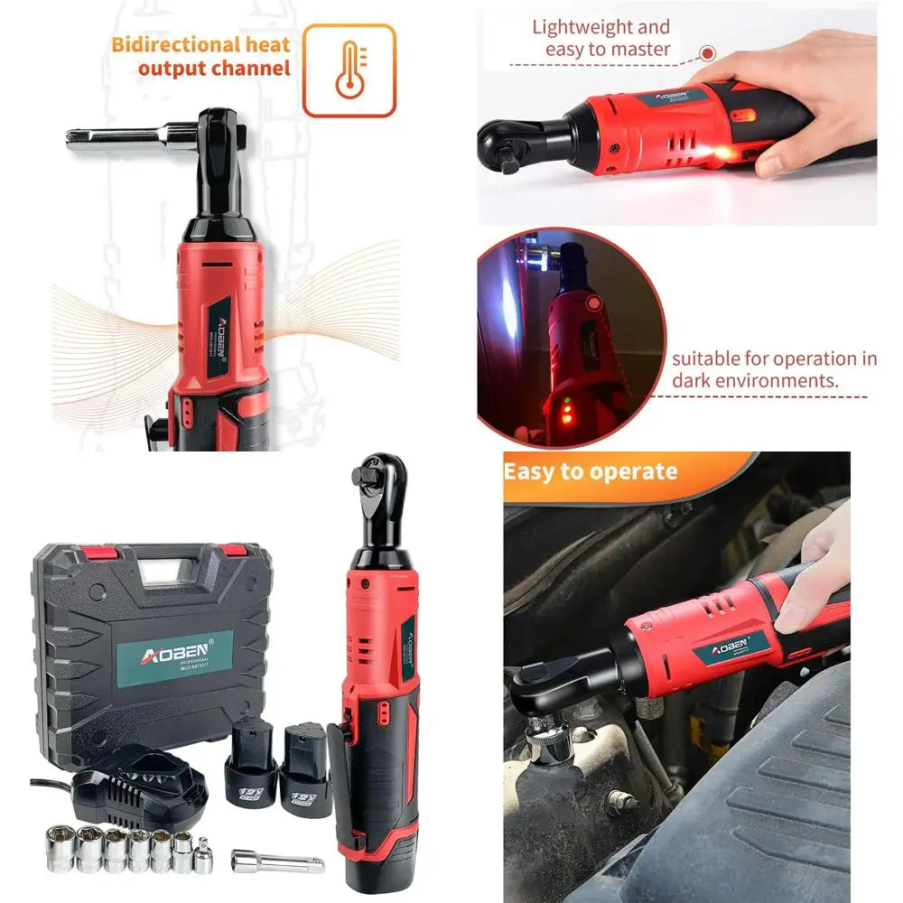 

12V 3/8 Cordless Ratchet Wrench Set with 2x 2000mAh Li-Ion Batteries and Charger