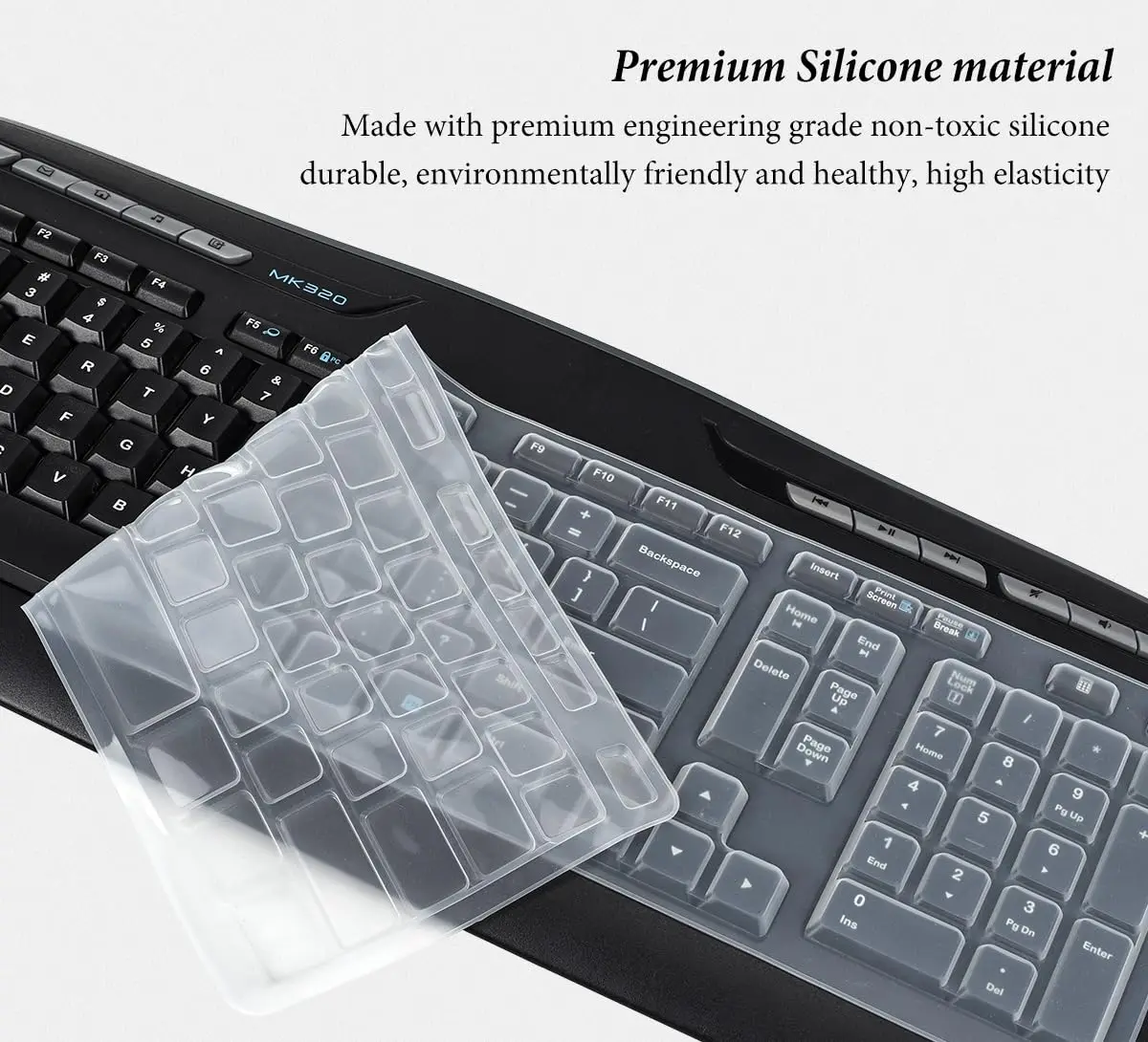 Silicone Desktop keyboard cover For Logitech MK320 MK330 K330 MK335 MK320-YR002/Y-R0009 Keyboard Protector Skin