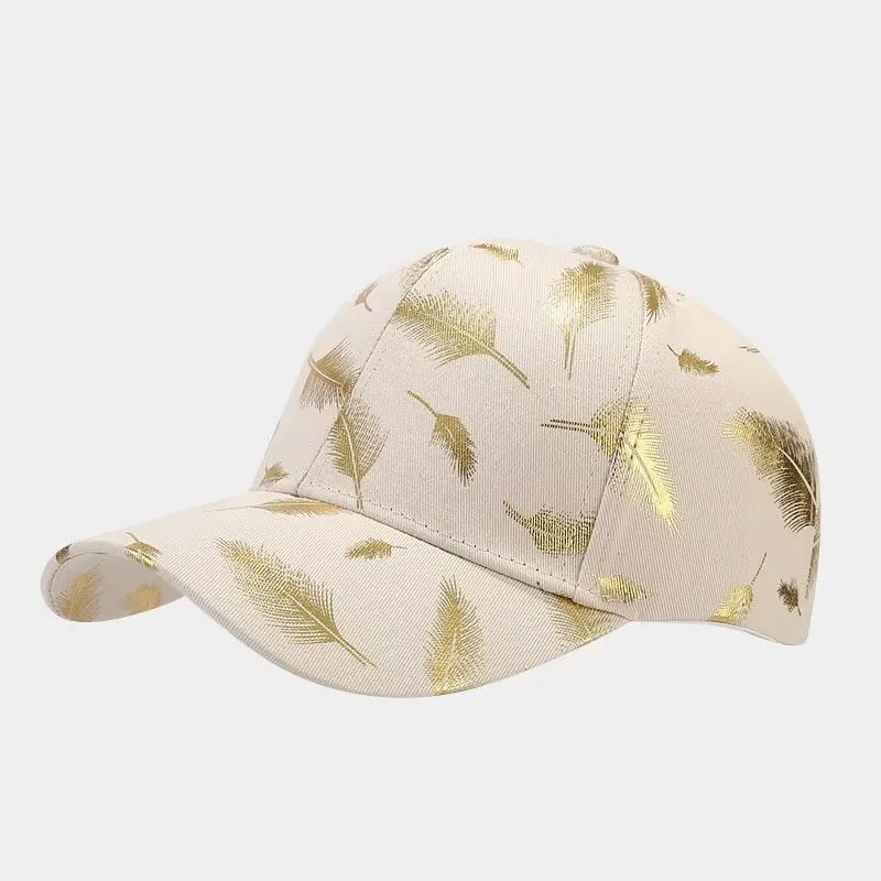 Spring Polyester Cartoon Feather Print Baseball Cap Adjustable Outdoor Snapback Hats for Men and Women 175