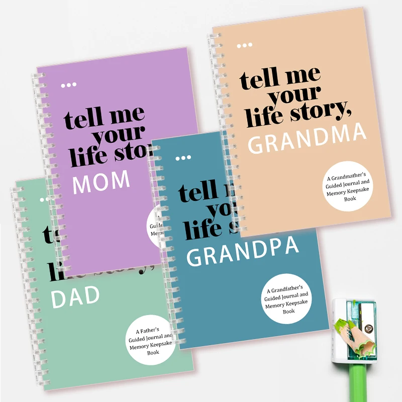 دفتر مذكرة الذاكرة العائلية - "أخبرني قصة حياتك، أمي/أبي" - مجلة تذكار عاطفية للآباء |   التقاط اللحظات الثمينة