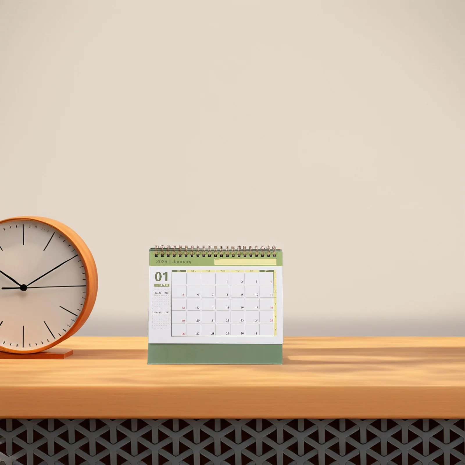 

English Paper Desktop Calendar Thick Compact Standing Desk Calendar Portable Home Office Daily Use Month Date Display 2024 2025