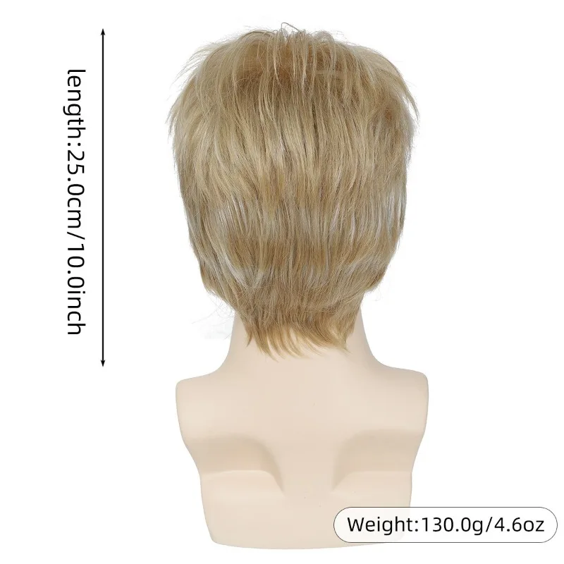 Man Mode Kant Geveegde Pony Kort Haar Podium Voeren Aankleden Hoofddeksels Chemische Vezel Pruik Muziek Festival Match Gouden Pruik Cover