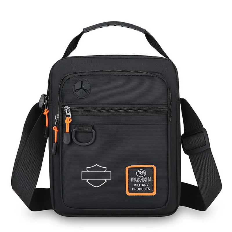 

1pc Black Casual Men's Handbag Shoulder Bag Lightweight Oxford Purse Crossbody Bag For Harley Davidson Softail Sportster Touring